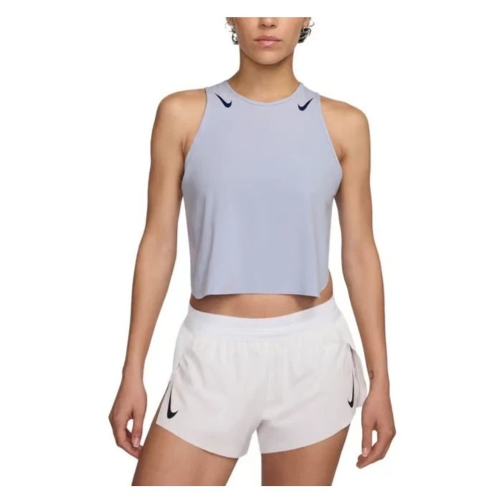 Nike AeroSwift ADV Cropped Running Tank Top Womens Medium Purple FN2713 057